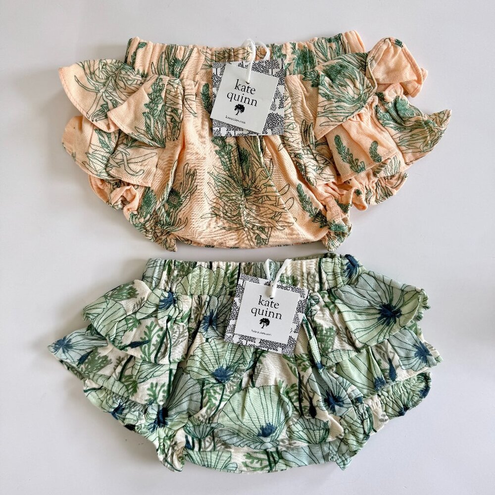 Kate Quinn Ruffle Bloomers Bundle | 2PC | Botanical Prints | 12–18M | NWT